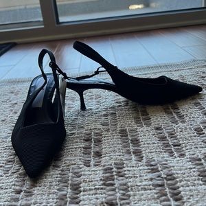 NWT! Zara Black Slingback Shoes